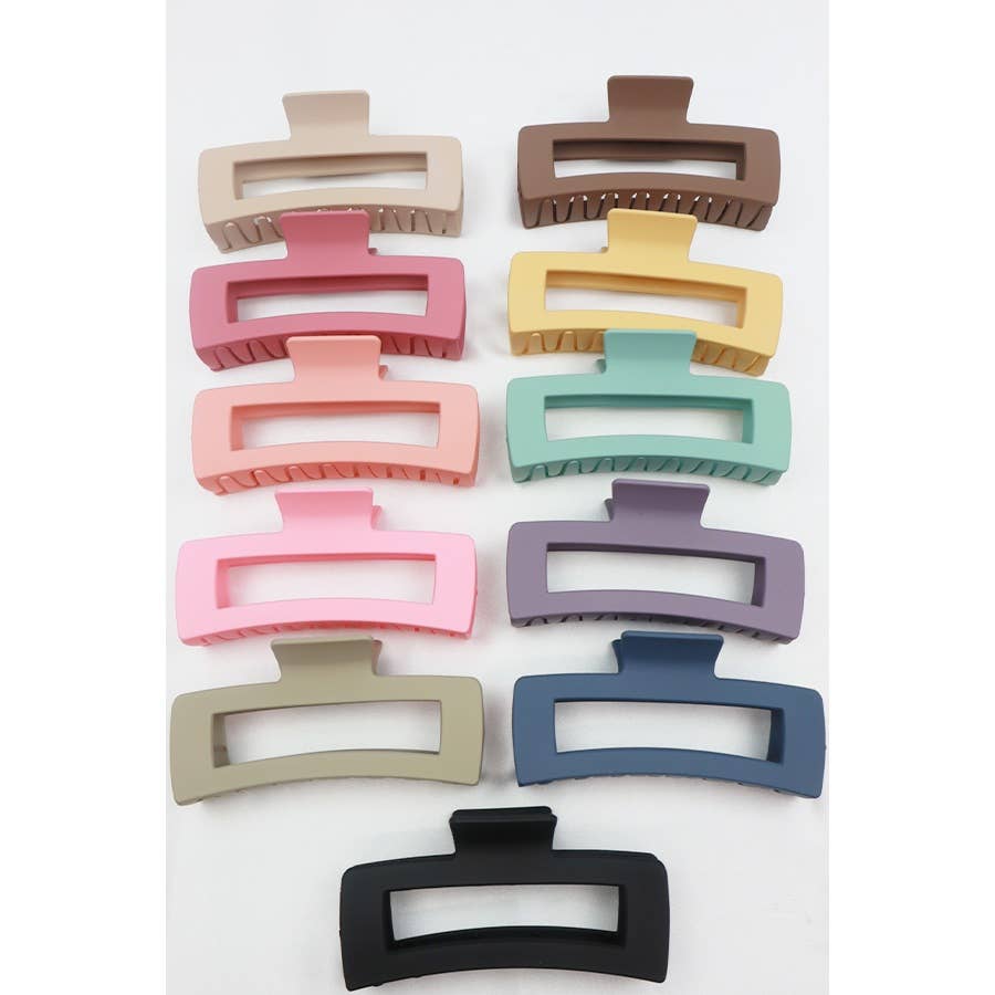 Love and Repeat - Matte Jumbo Cut Out Rectangle Hair Claw: MIX COLOR / ONE