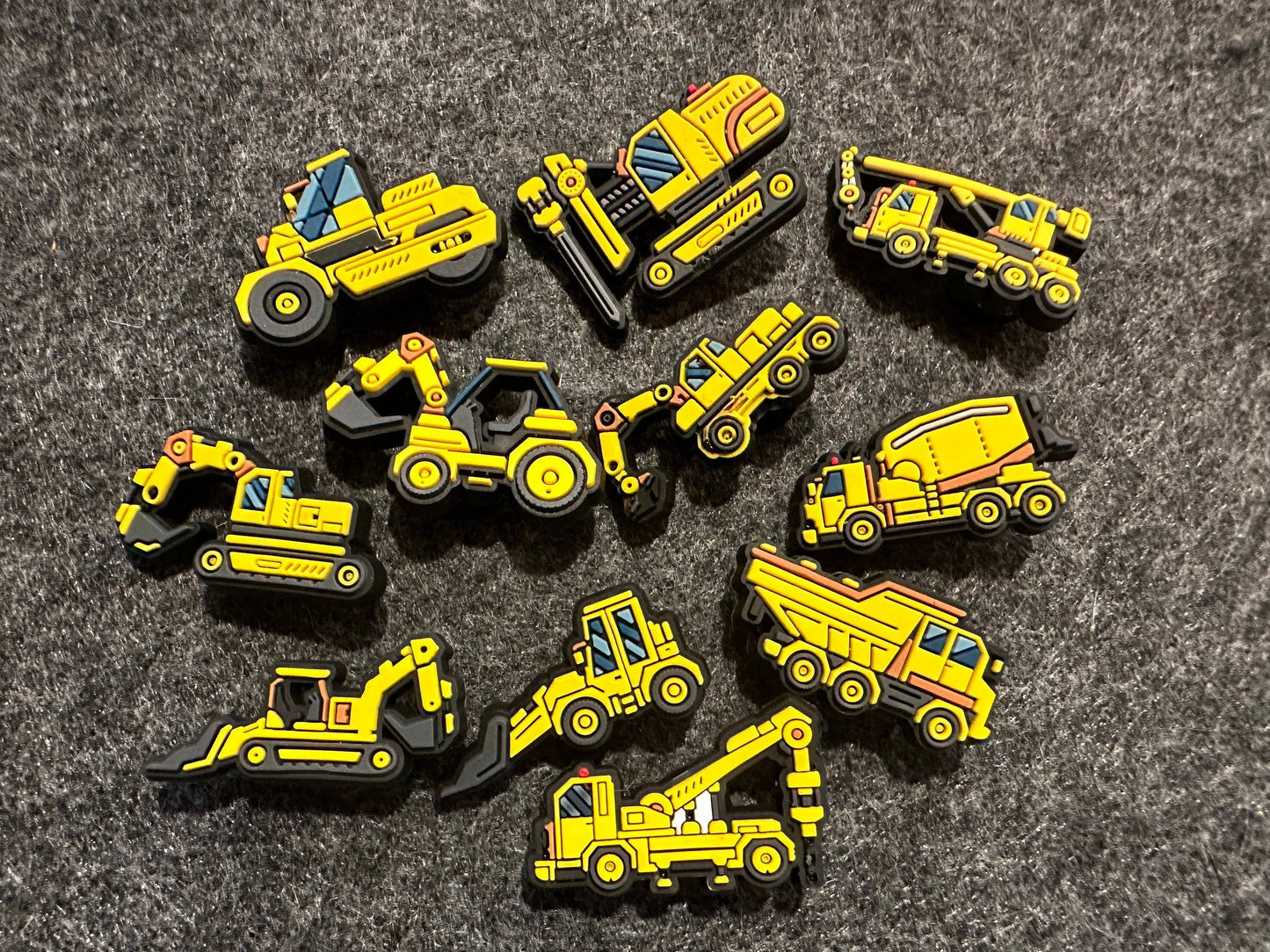 JuliesDecal - Concrete machine Construction Machine Vehicle Road Pile Driver Design shoe charms Best Quality: Set H 6pcs