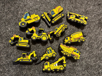 JuliesDecal - Concrete machine Construction Machine Vehicle Road Pile Driver Design shoe charms Best Quality: Set H 6pcs