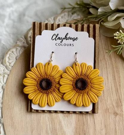 Flower Earrings: Yellow / Gold Plated