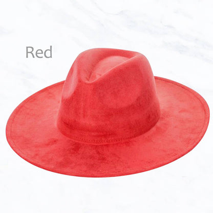 Suede Large Eaves Peach Top Fedora Hat: Hot Pink Red