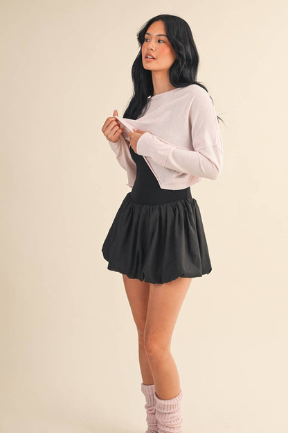 Cotton Slub Cutout Back Long Sleeve Layering Top