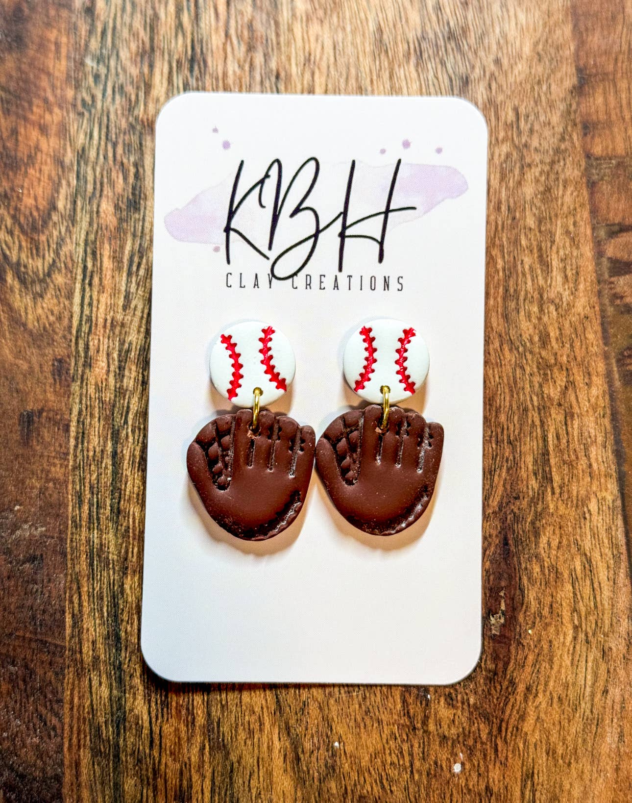 Baseball Glove Dangle Clay Earrings