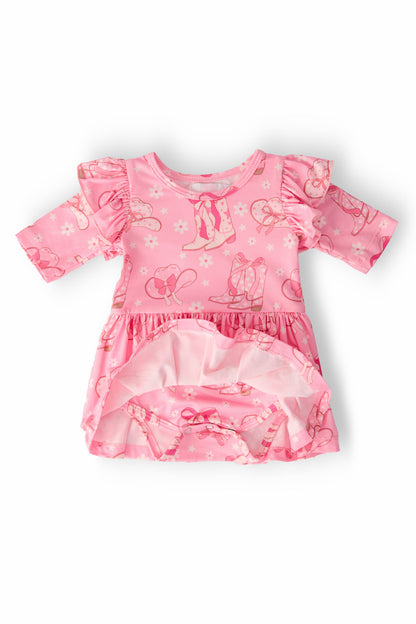 Howdy 3/4 Sleeve Flutter Twirl Bodysuit