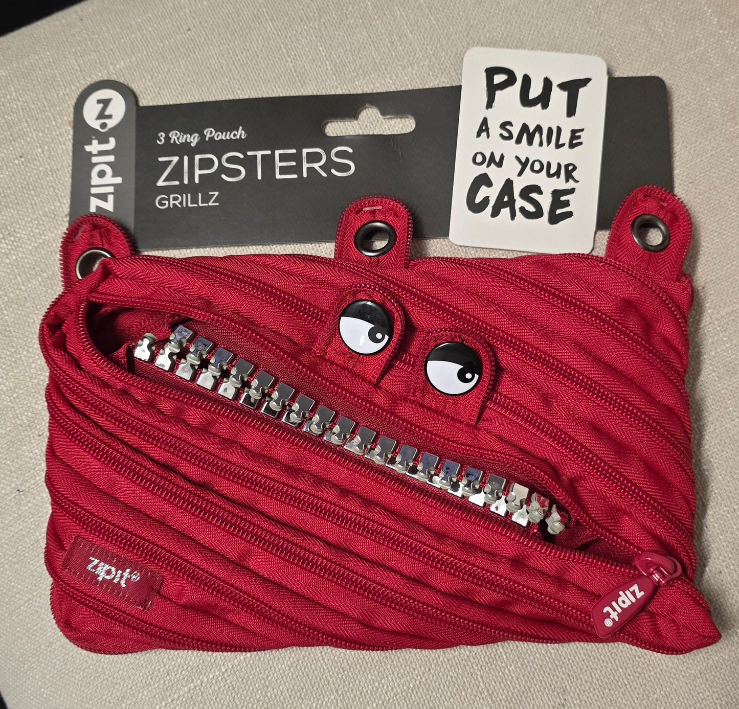 Zipit- Red Grillz 3 ring pouch