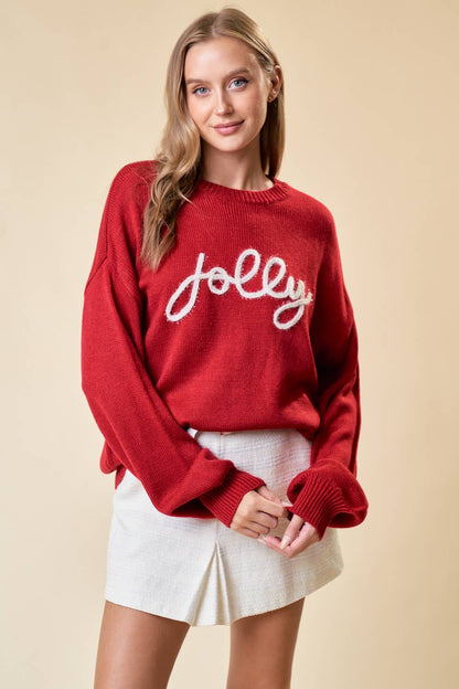 JOLLY METALIC EMBROIDERY SWEATER TOP - 43995T: M / FOREST