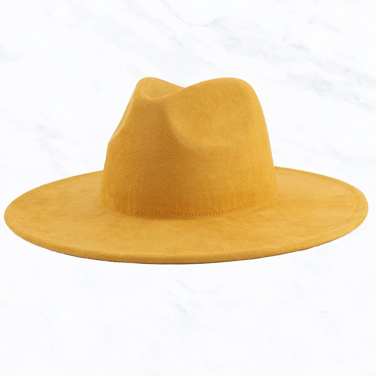 Suzie Q USA - Suede Large Eaves Peach Top Fedora Hat: New Beige
