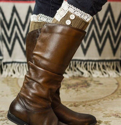 Mocha Crochet Lace Leg Warmer Boot Cuff