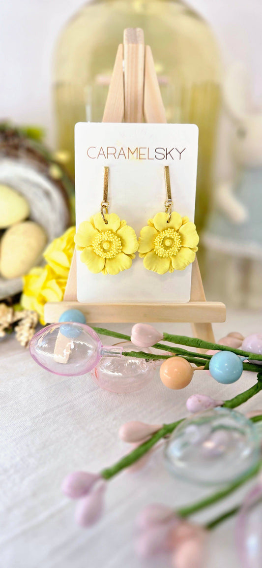 Yellow Flower Clay Earrings
