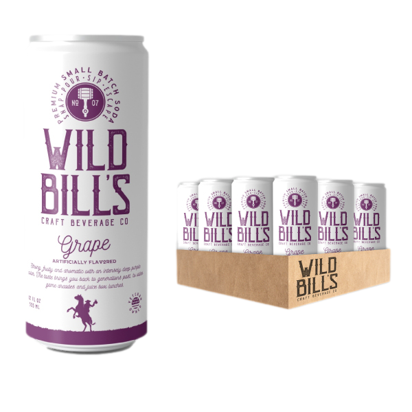 Wild Bill’s Craft Beverage Co. - Grape - Premium Cane Sugar Soda, 12-Pack, Cans