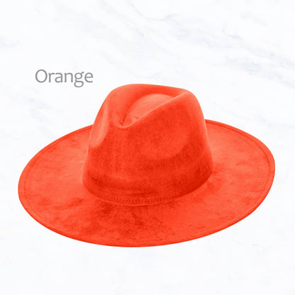 Suede Large Eaves Peach Top Fedora Hat: Hot Pink