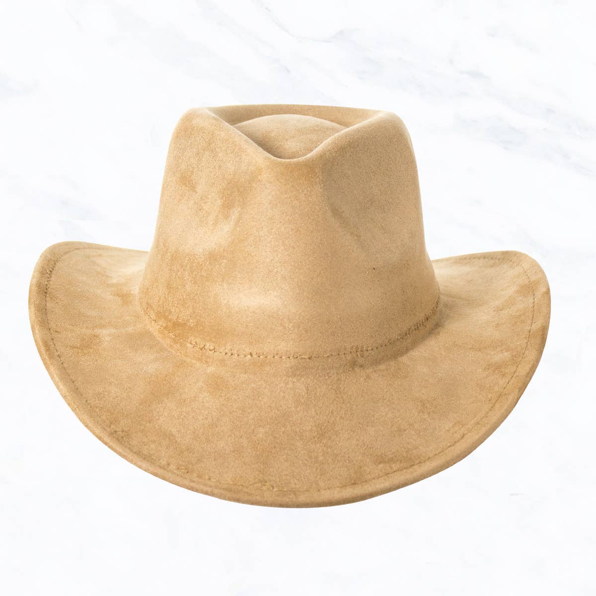 Suede Regular Cowboy Fedora Hat: Ivory