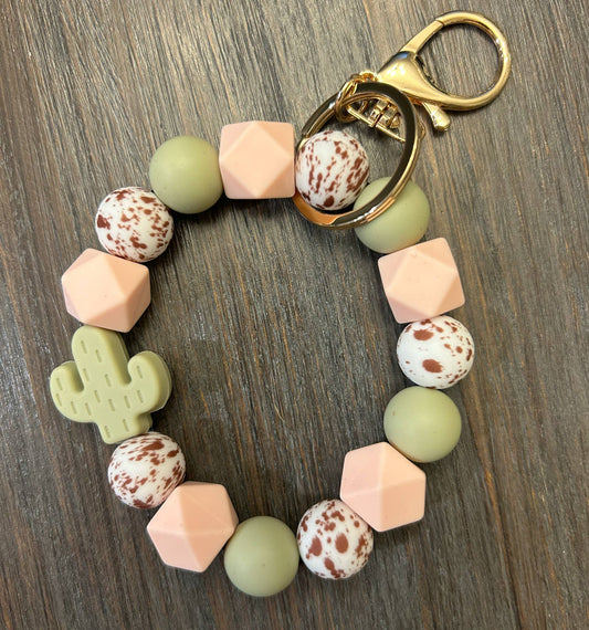 Cactus Silicone Beaded Keychain