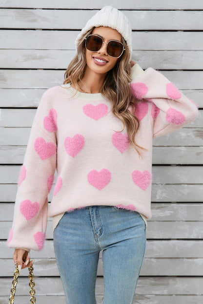 Angel Wings Heart Dropped Shoulder Long Sleeve Sweater