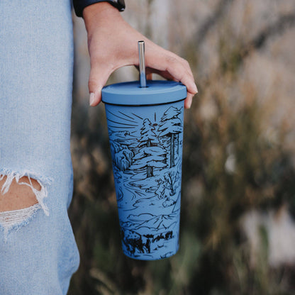 Winter Blues Travel Tumbler: Blue