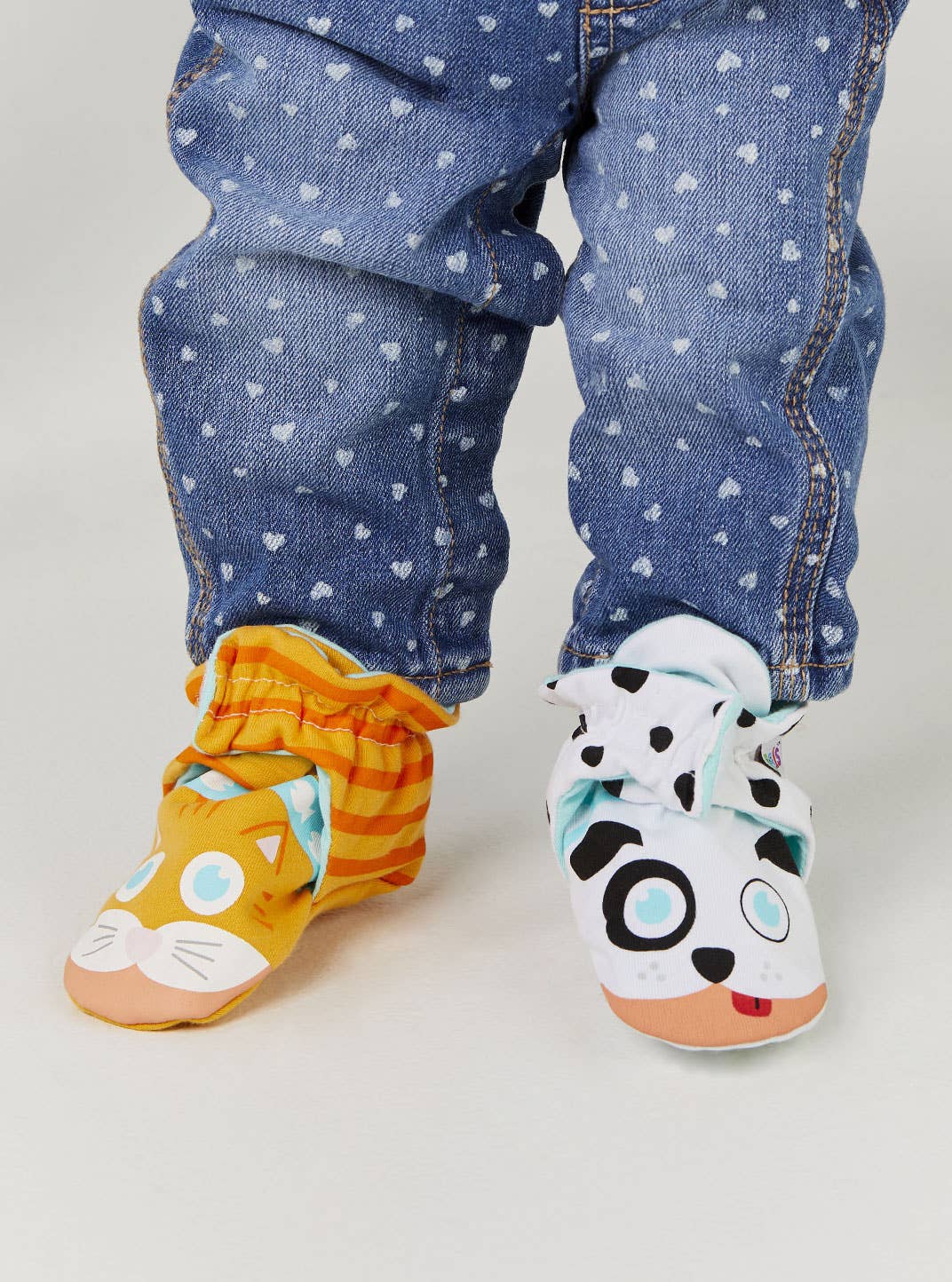 Kitten & Puppy Non-Slip Mismatched Baby Booties: 6-12 Months