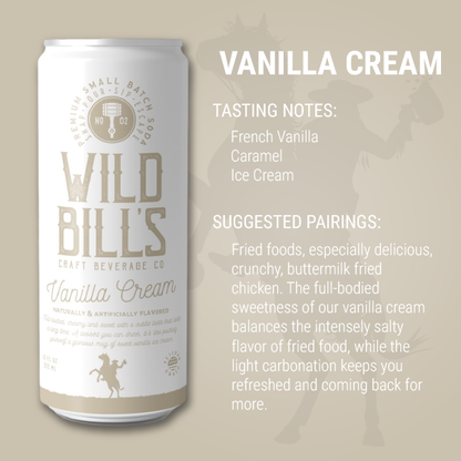 Wild Bill’s Craft Beverage Co. - Vanilla Cream - Premium Cane Sugar Soda, 12-Pack, Cans