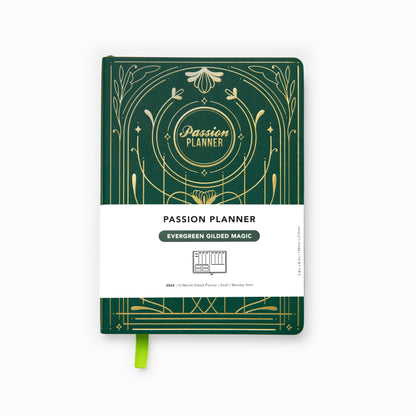 Weekly 2024 Planner Evergreen Gilded Magic Large (7.8” x 11”)
