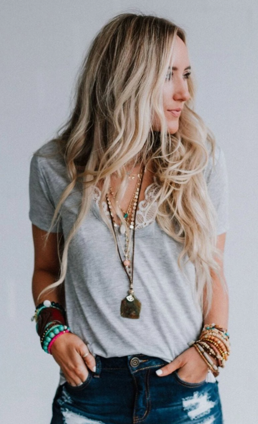 Gray Scoop Neck Bralette Tee