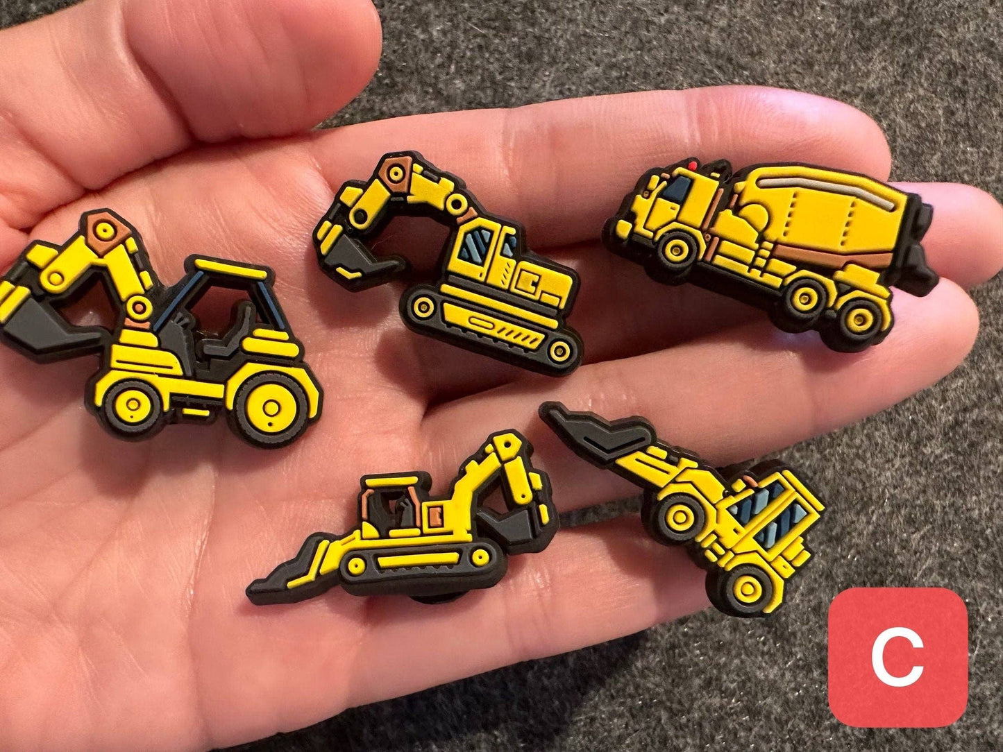 JuliesDecal - Concrete machine Construction Machine Vehicle Road Pile Driver Design shoe charms Best Quality: Set H 6pcs