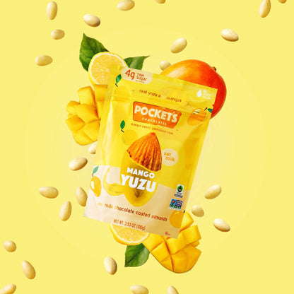 Mango Yuzu Chocolate Almonds, 3.53 oz Standing Pouch