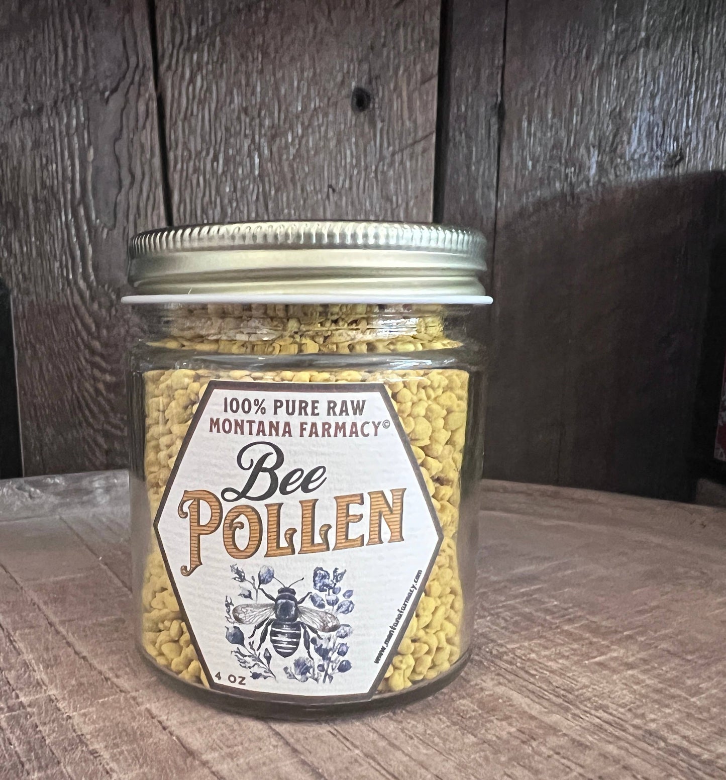 Montana Farmacy Bee Pollen 4oz Small Glass Jar