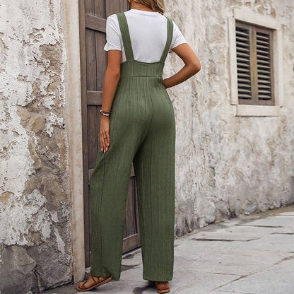 Casual Loose Pleated One-piece green pant