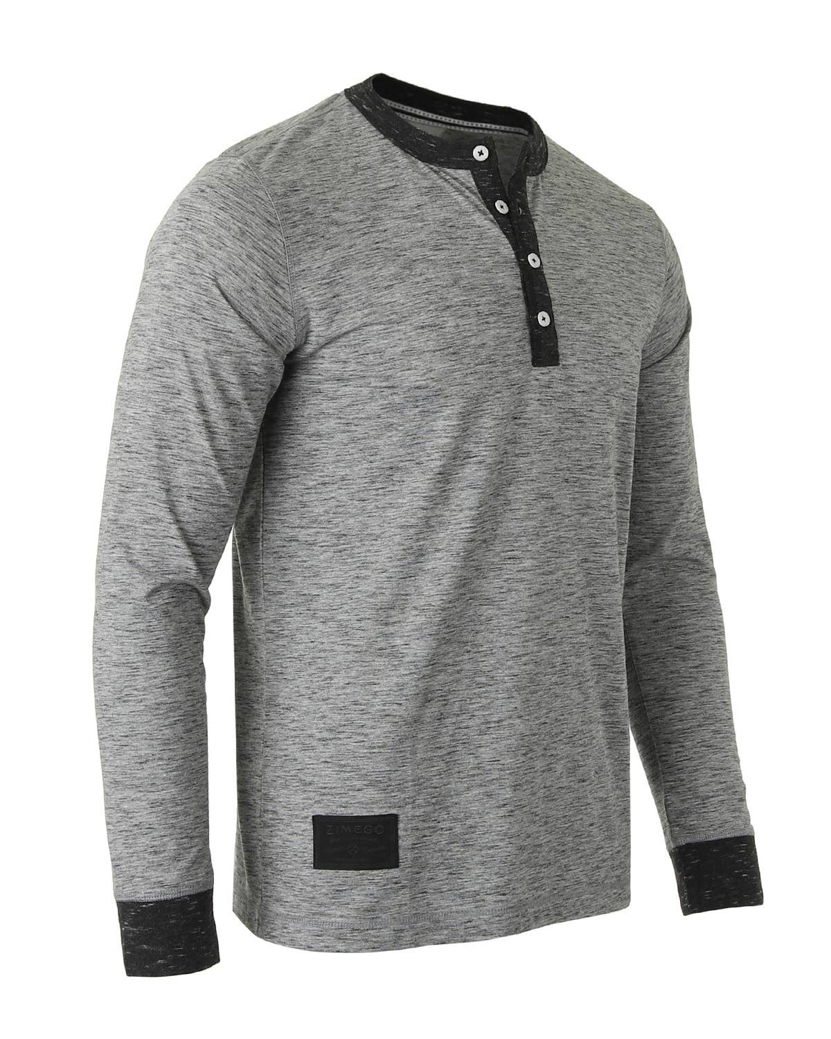 Men's Long Sleeve Contrast Neck Cuffs Henley