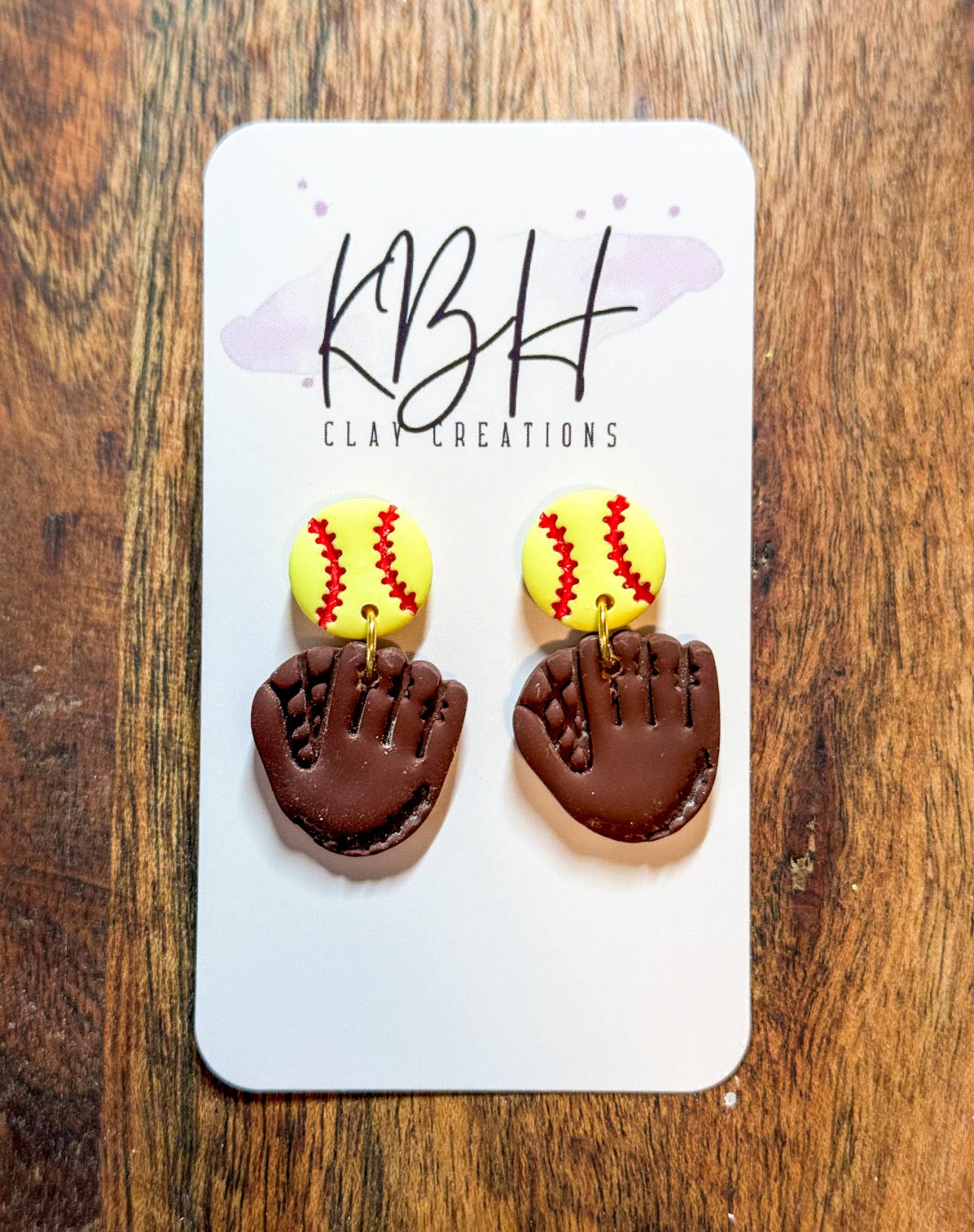 Softball Glove Dangle Clay Earrings