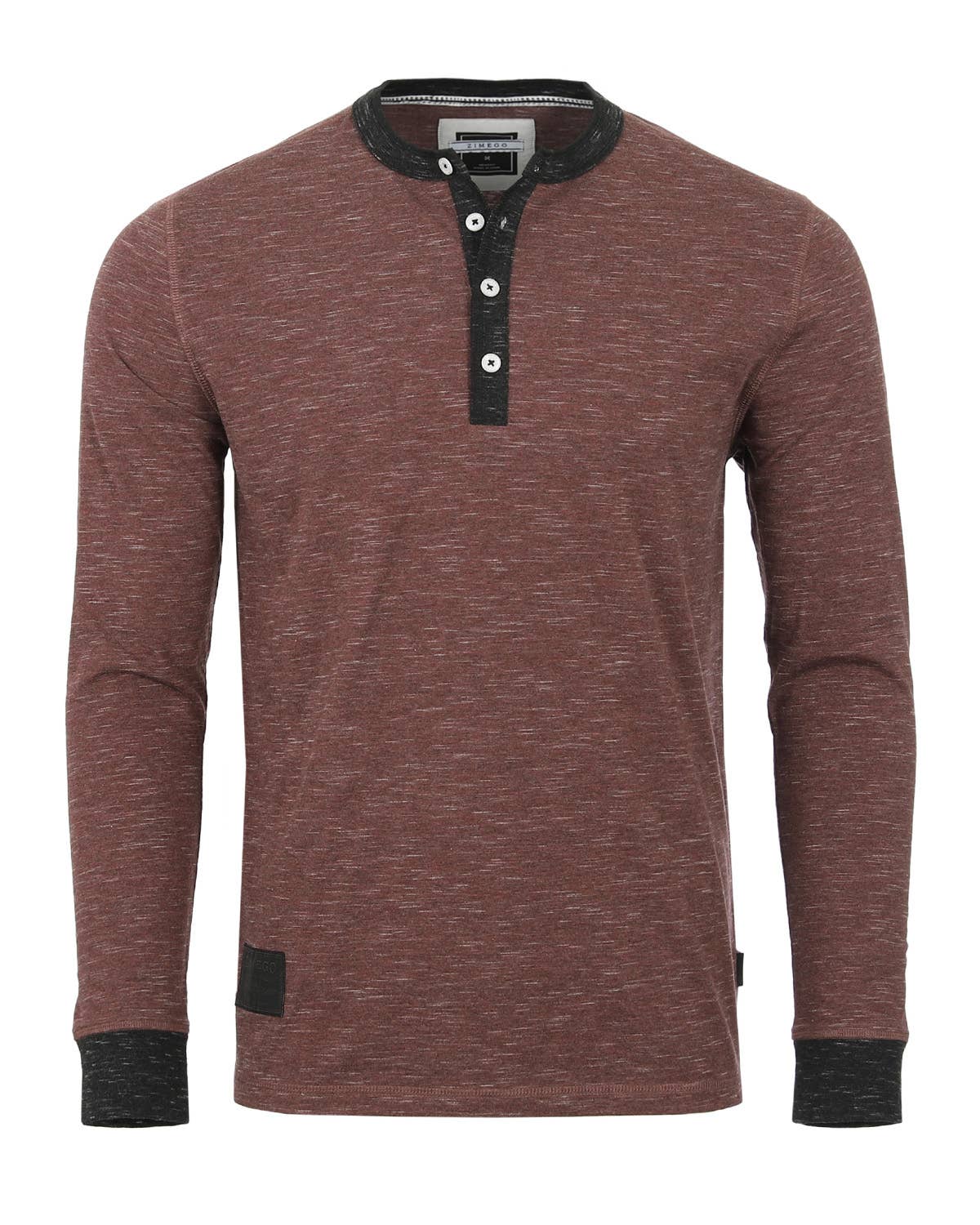 Men's Long Sleeve Contrast Neck Cuffs Henley