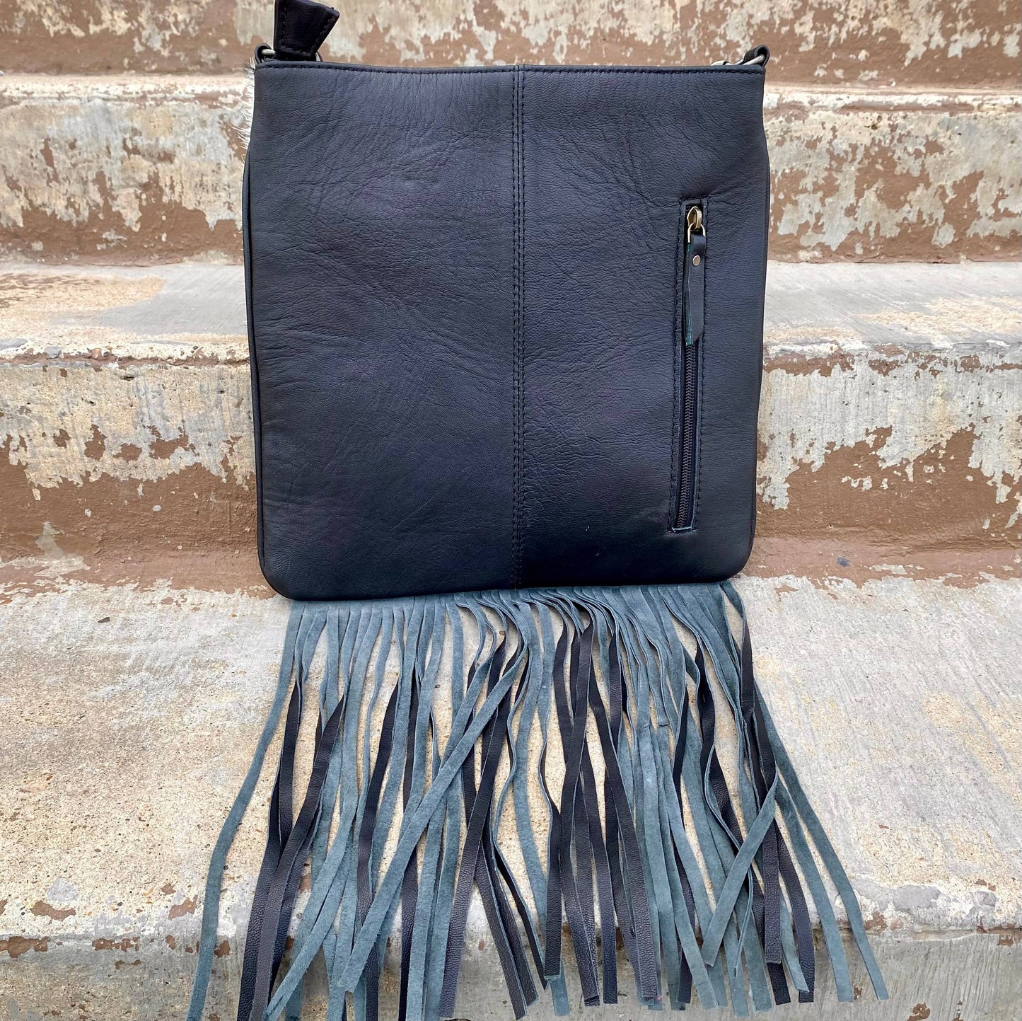 Tooled Feather Cowhide Crossbody