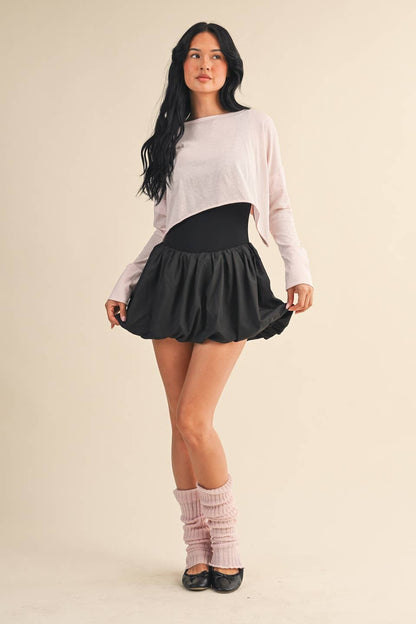 Cotton Slub Cutout Back Long Sleeve Layering Top