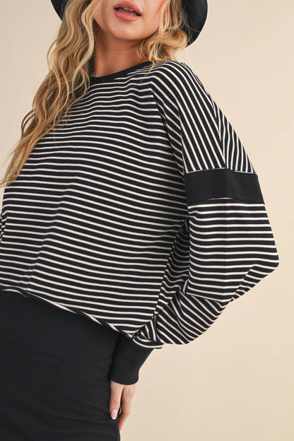 Striped Cutout Back Layering Sweatshirt