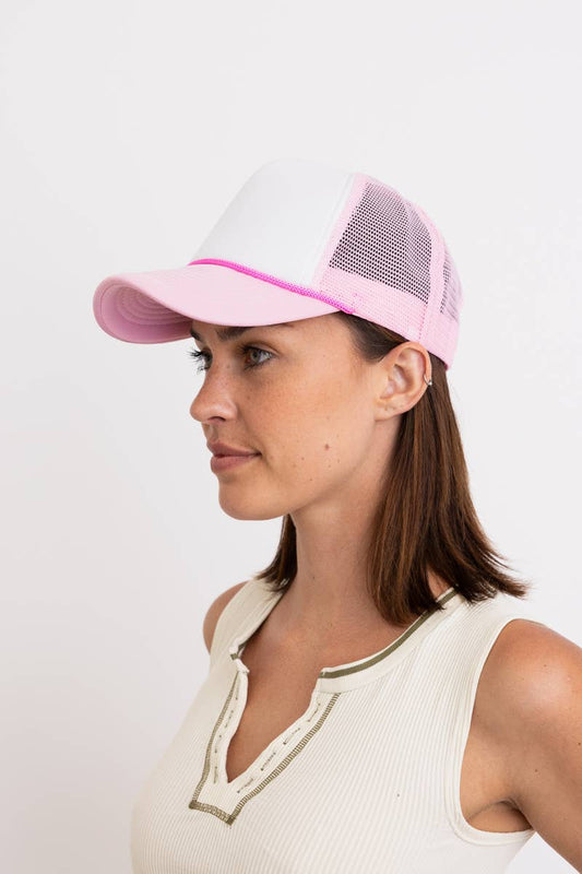 Leto Accessories - Classic Mesh Foam Truckers Hat - High Quality: Pink