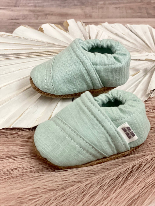 Seafoam Linen Angled Baby Shoes