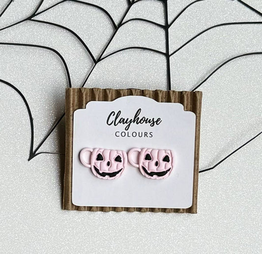 Pink Pumpkin Cup Studs