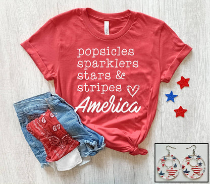 Popsicles, Sparklers, Stars & Stripes: Red Youth Tee