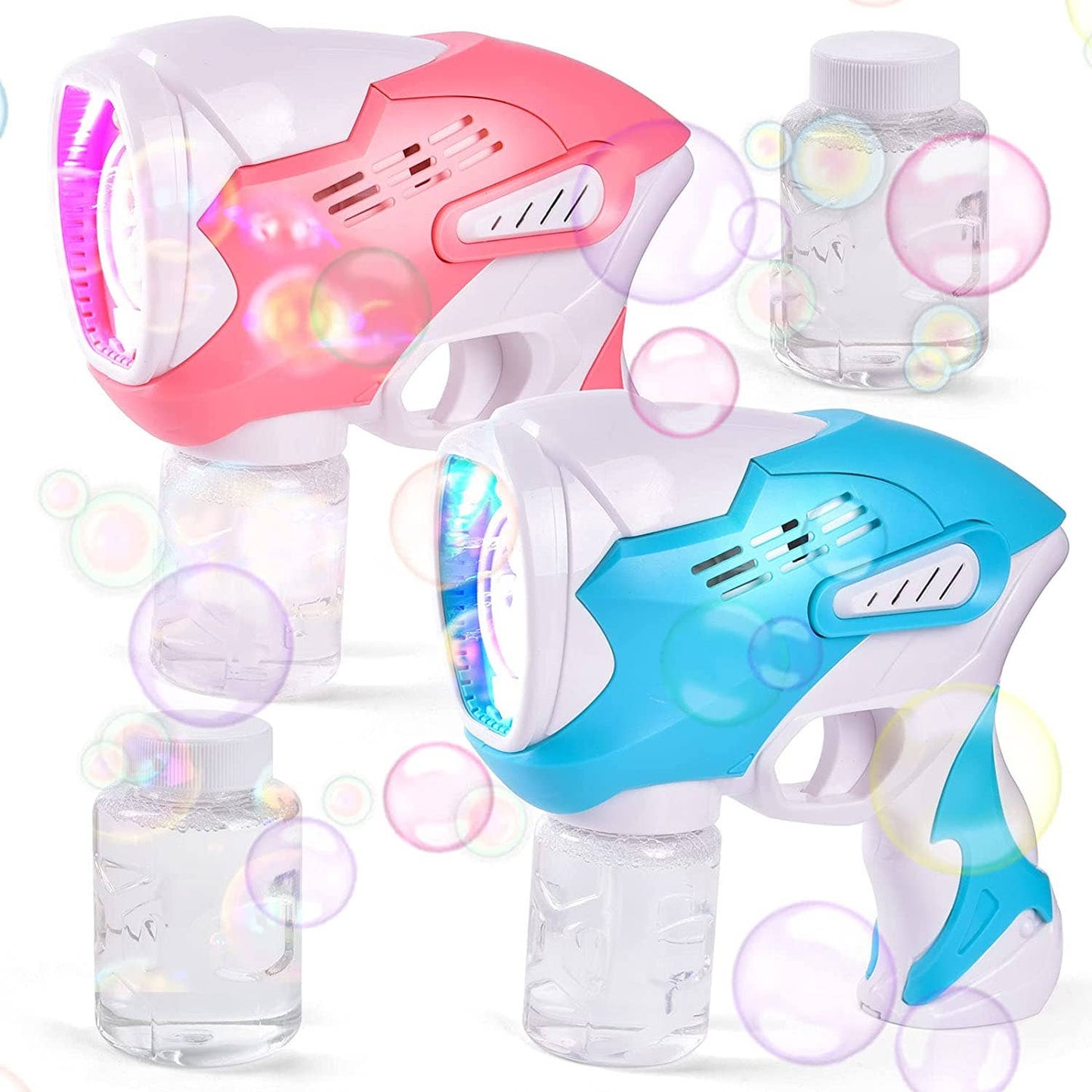 Fun Little Toys - 2 Bubble Guns with 4 Bottles Bubble Solutions for Kids
