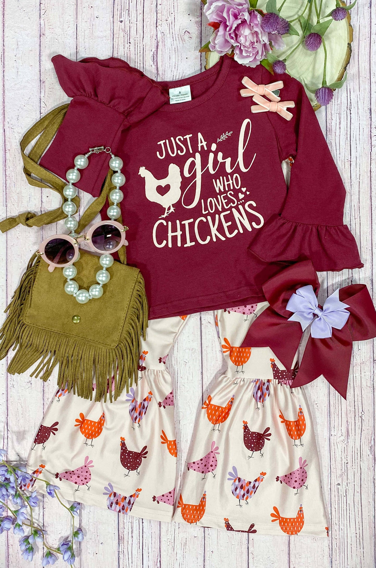 Just a Girl Who Loves Chickens Bell Bottom Set