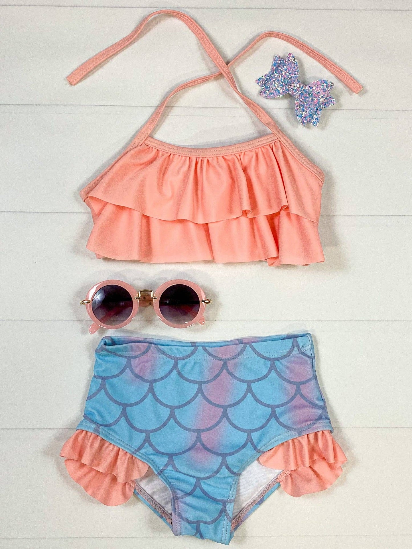 Peach Mermaid Ruffled Bikini