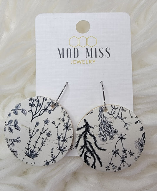 Vintage Wildflowers Cork+Leather Earrings