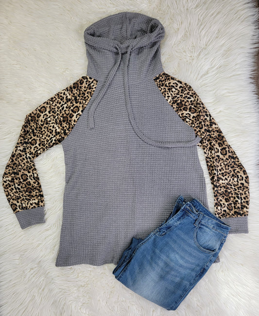 Leopard Print Solid knit top