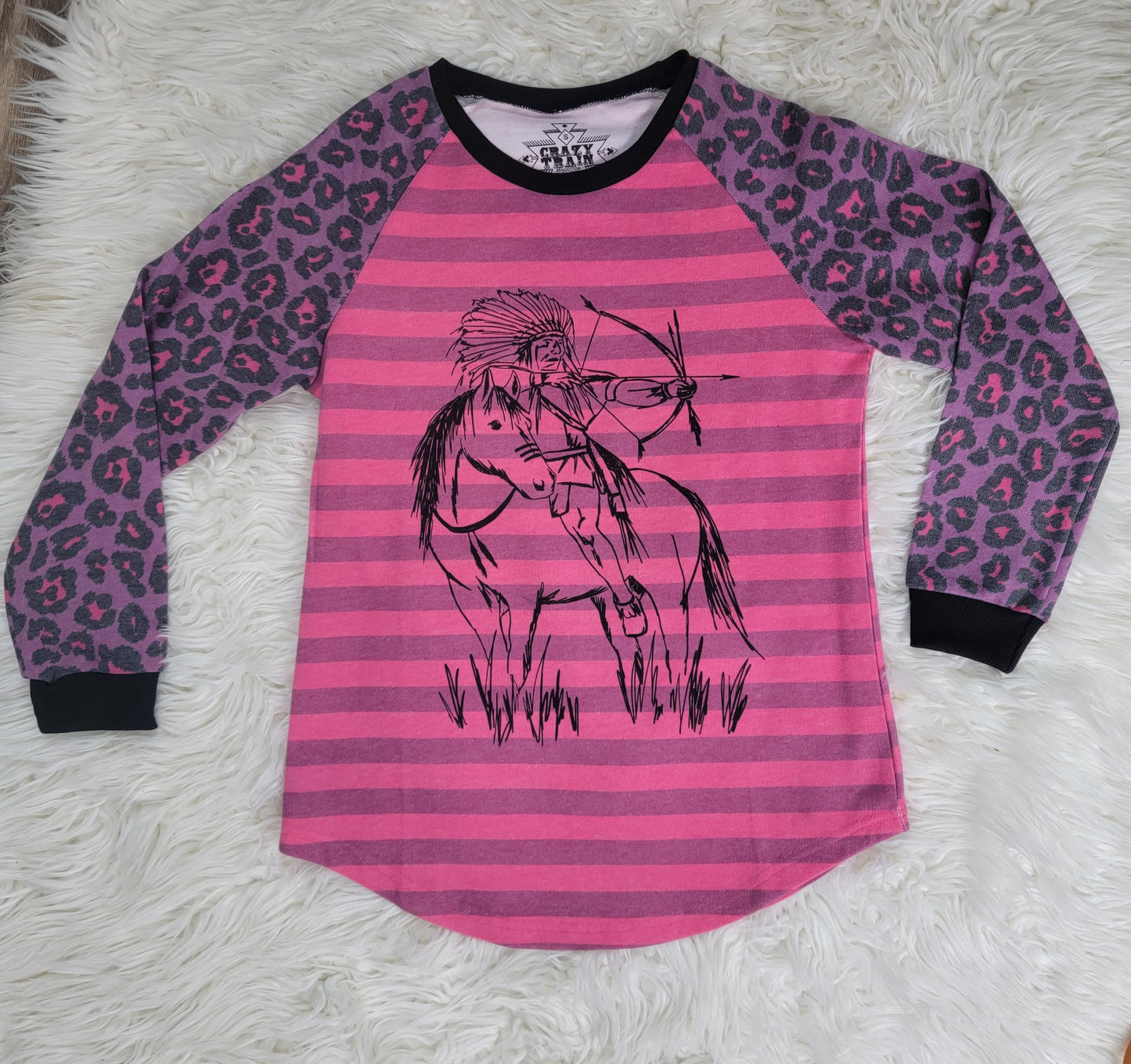Little Rock Pink  with Leopard Print Sweater