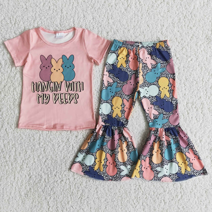 Yawoo Garments - Hangin with my peeps  girls easter clothing set: 3-6M