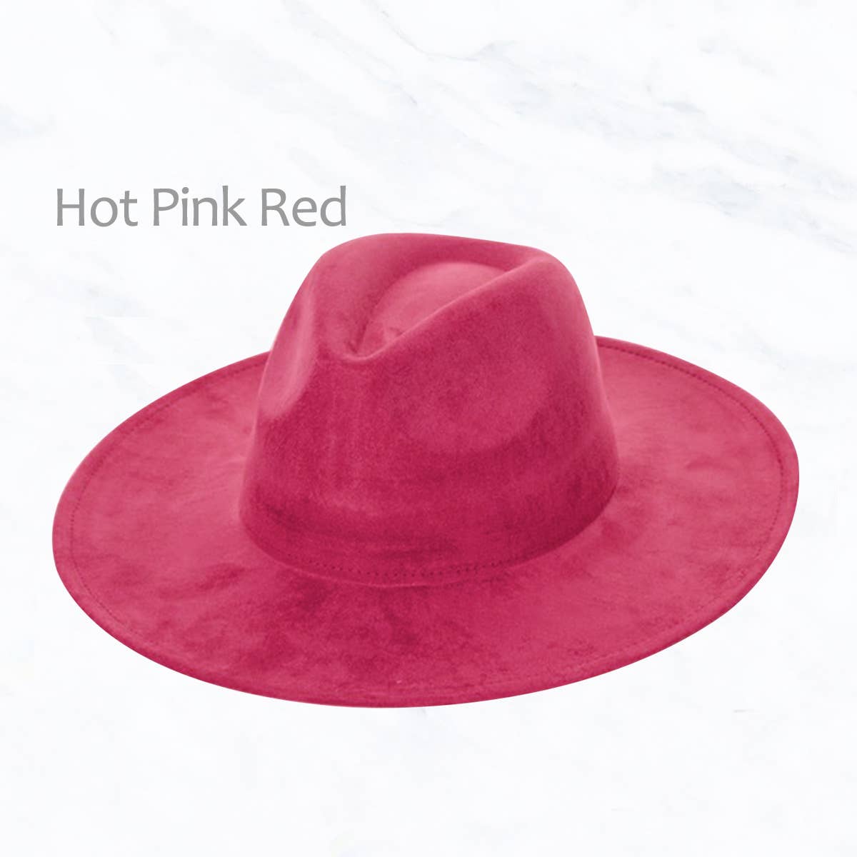 Suede Large Eaves Peach Top Fedora Hat: Hot Pink Red