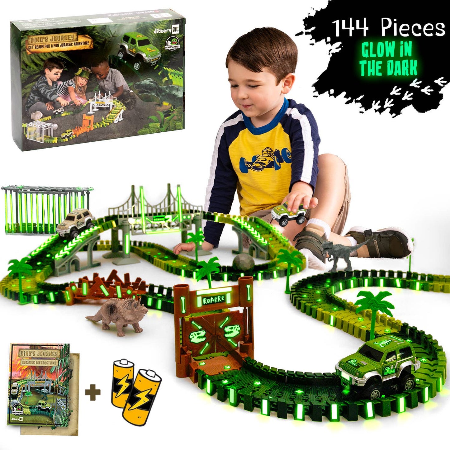 Dino's Journey - Dinosaur Glow In The Dark Toy Track Set