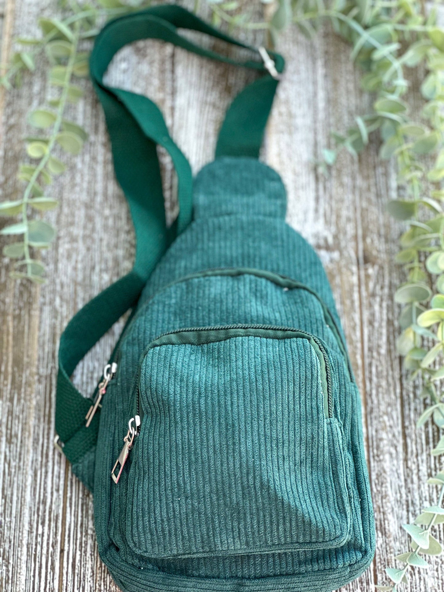 Dark green Corduroy Sling bag