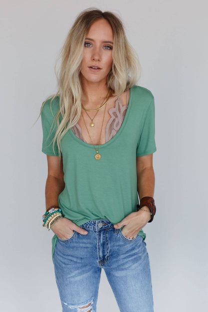 Sage Scoop Neck Bralette Tee