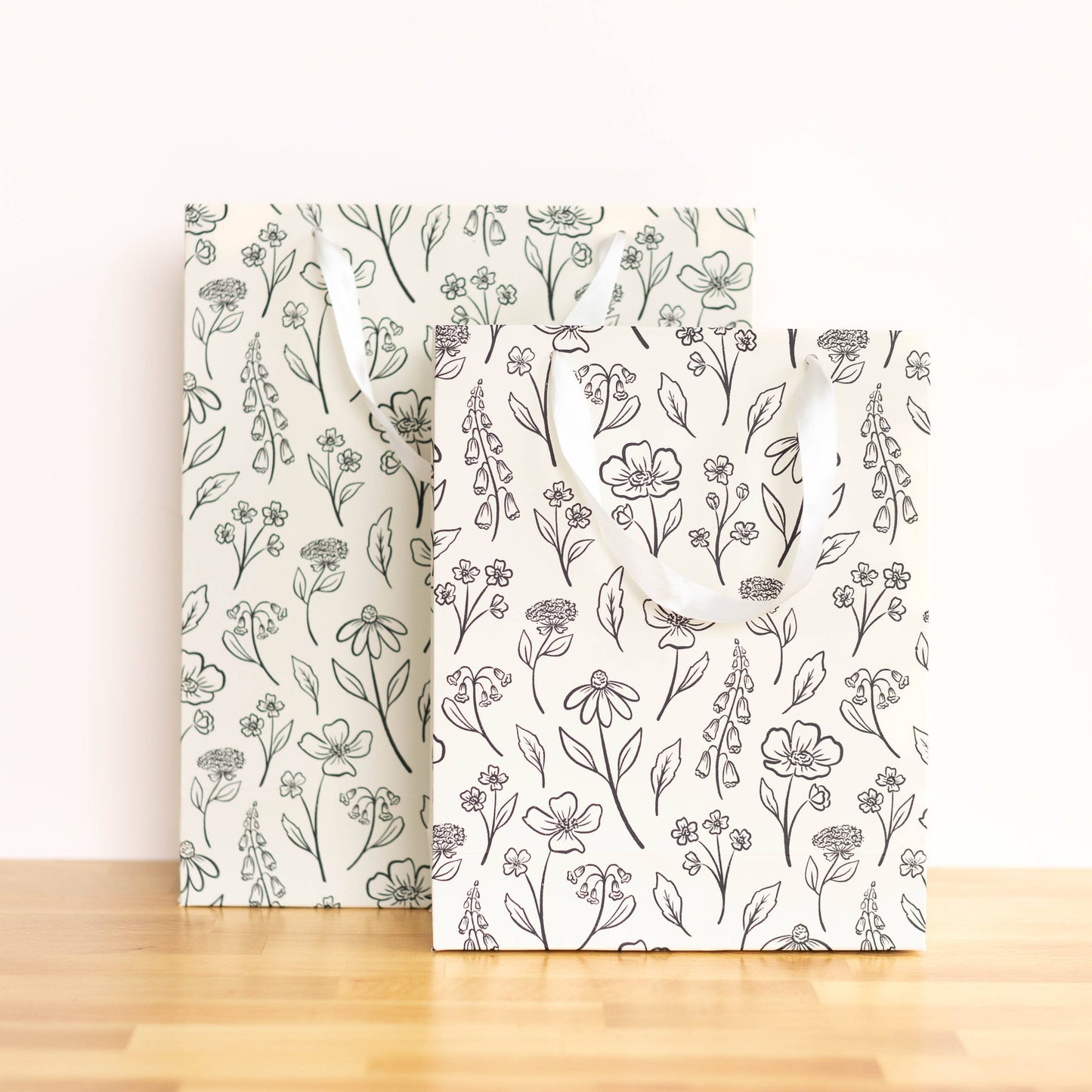 Ivory Pressed Floral Gift Bag