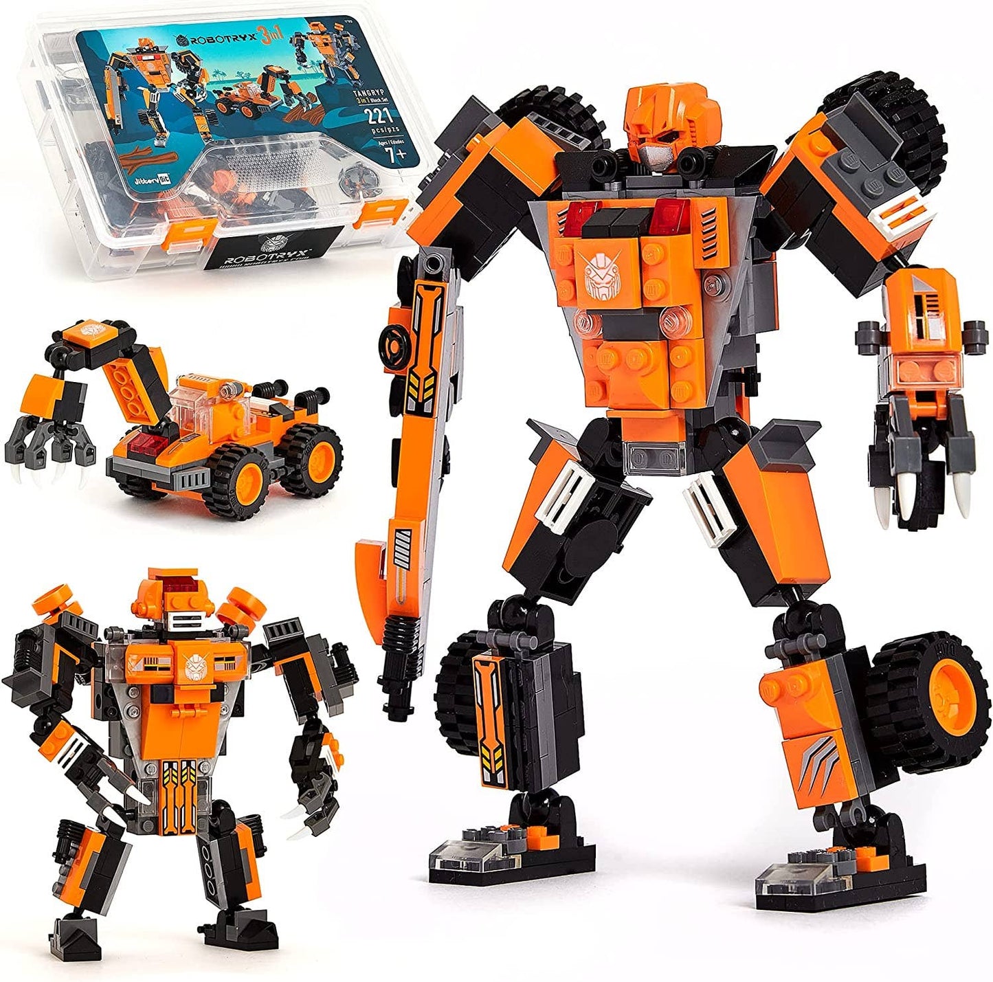 Kids Three-in-One Toy Building Set (221 Pc) Robotryx Tangryp